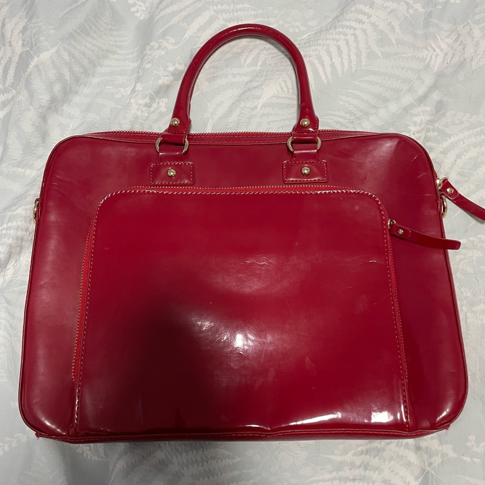 Red faux leather ALDO laptop bag